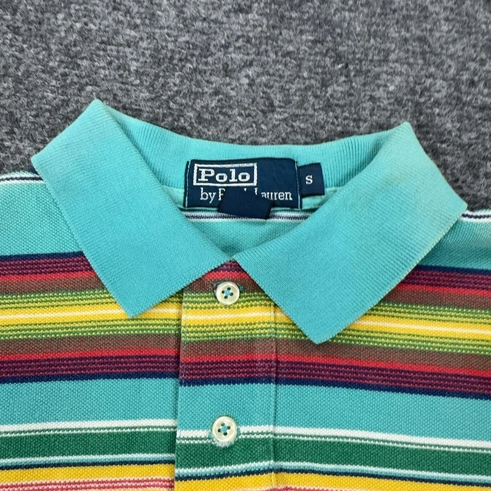 VTG Polo By Ralph Lauren Polo Shirt Mens S Multicolor Striped 100% Cotton Knit